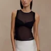 Dollie Sheer Knit Tank Top – Svart Dollie Sheer Knit Tank Top – Svart