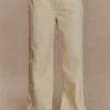 Ebony broderade Denim-jeans – krämfärgade