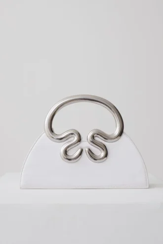 Elianne Satin Frame Clutch Bag – Vit