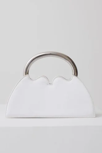 Elianne Satin Frame Clutch Bag – Vit