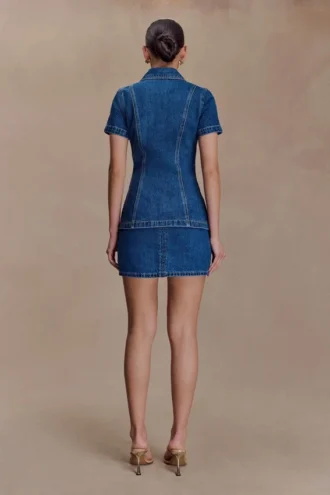 Ellie Denim minikjol – mörkblå