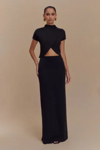 Eris Scuba Jersey Maxi Kjol – Svart