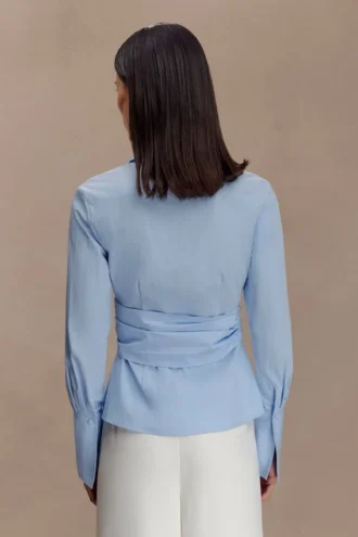 Eugenia Wrap Cotton Shirt – Blå