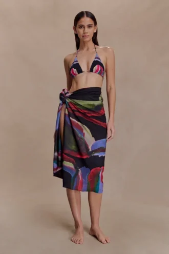 Evie Chiffon Sarong – Multi Fluid Reverie-tryck