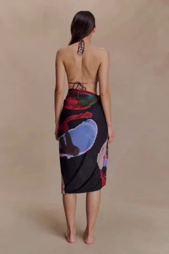 Evie Chiffon Sarong – Multi Fluid Reverie-tryck