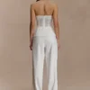 Fatima Satin Straight Leg Byxor – Vit Fatima Satin Straight Leg Byxor – Vit