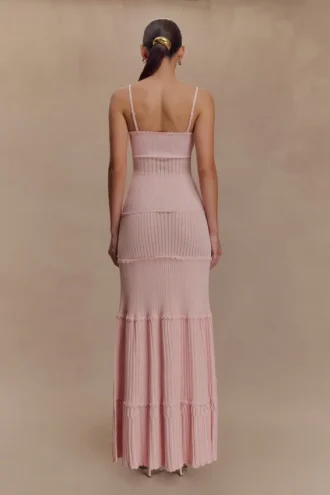 Finley Pointelle Knit Maxi Klänning – Baby Pink
