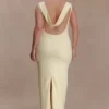 Galilea draperad maxiklänning i crepe – Lemon