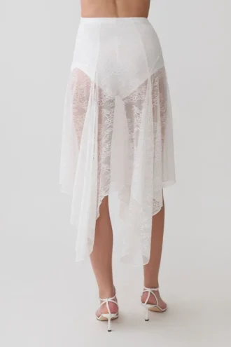 Haime Lace Hankie Midi-kjol – Elfenben