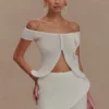 Haisley off-shoulder-stickad topp – elfenben Haisley off-shoulder-stickad topp – elfenben