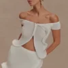 Haisley off-shoulder-stickad topp – elfenben Haisley off-shoulder-stickad topp – elfenben