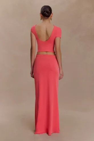Haven Slinky Twist Midi-kjol – Korall