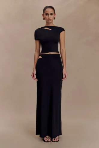 Haven Slinky Twist midikjol – svart