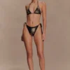 Huntleigh Crochet Bikini Bottom – Svart & guld solskensmönster