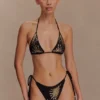 Huntleigh Crochet Bikini Bottom – Svart & guld solskensmönster