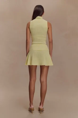 Indy Pointelle-stickad minikjol – Lemon