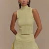Indy Pointelle-stickad minikjol – Lemon
