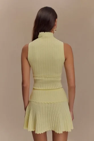 Indy Pointelle-stickad topp – Lemon