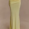 Irene rynkad stickad maxikjol – citron Irene rynkad stickad maxikjol – citron