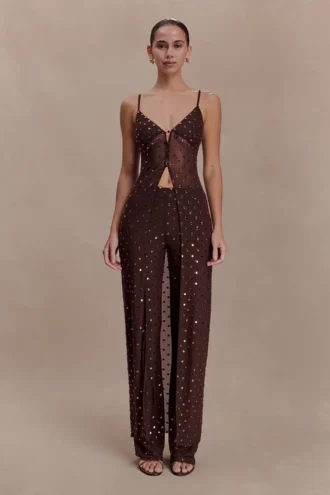 Jackie lång diamanttop – choklad