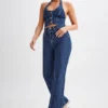 Janine högmidjade jeans med raka ben – mörkblå