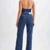 Janine högmidjade jeans med raka ben – mörkblå