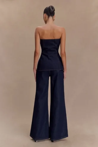 Jen Wide Leg Flare Denim Jeans – Indigoblå