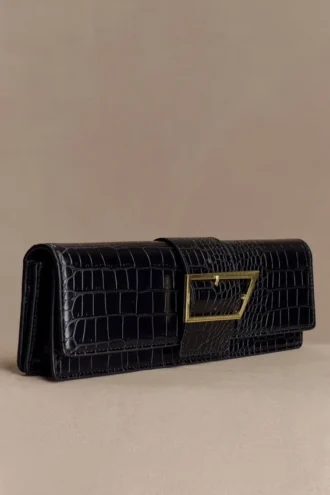 Jessica clutch i imiterat krokodilläder – svart