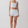 Josephine bomullsshorts med midjeband – isblå Josephine bomullsshorts med midjeband – isblå
