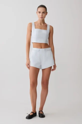 Josephine bomullsshorts med midjeband – isblå Josephine bomullsshorts med midjeband – isblå