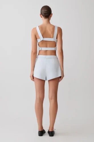 Josephine bomullsshorts med midjeband – isblå Josephine bomullsshorts med midjeband – isblå