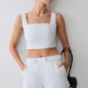 Josephine bomullsshorts med midjeband – isblå Josephine bomullsshorts med midjeband – isblå