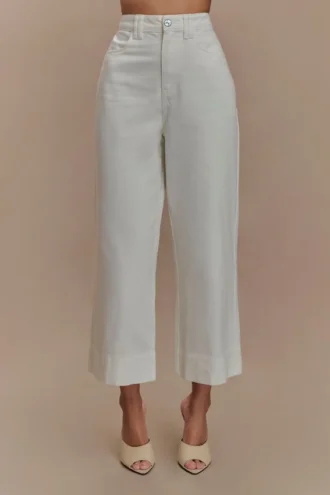 Kaitlyn korta jeans med vida ben – Vit Kaitlyn korta jeans med vida ben – Vit