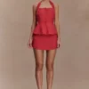 Kallie linnepeplum-halterneck-top – Burnt Rose Kallie linnepeplum-halterneck-top – Burnt Rose