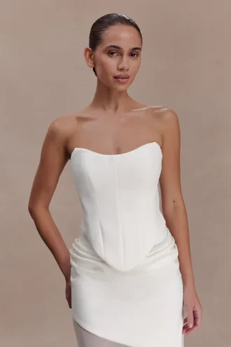 Karina strapless scuba-korsett – vit Karina strapless scuba-korsett – vit