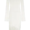 Kayden Fringe Off Shoulder Knit Mini Klänning – Ivory Kayden Fringe Off Shoulder Knit Mini Klänning – Ivory