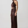 Mariana Halter Silk Blend Sleeveless Top – Dark Chocolate Mariana Halter Silk Blend Sleeveless Top – Dark Chocolate