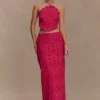 Kensley Broderie halterneck-top – Dragonfruit Kensley Broderie halterneck-top – Dragonfruit