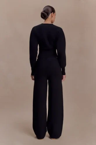 Kerrymae raka stickade byxor – svarta