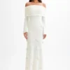 Kiki Off Shoulder Knit Rose Maxi Klänning – Ivory Kiki Off Shoulder Knit Rose Maxi Klänning – Ivory