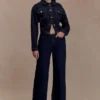 Kirra Cinched Denim Jacket – tvättad indigoblå Kirra Cinched Denim Jacket – tvättad indigoblå