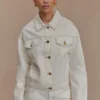 Kirra insvängd Denim-jacka – vit Kirra insvängd Denim-jacka – vit
