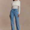 Kirralee raka jeans med uppvikt benslut – klassiskt blå Kirralee raka jeans med uppvikt benslut – klassiskt blå