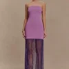 Koah Fringe Bandage Knit Maxi Klänning – Lila Koah Fringe Bandage Knit Maxi Klänning – Lila