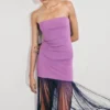 Koah Fringe Bandage Knit Maxi Klänning – Lila Koah Fringe Bandage Knit Maxi Klänning – Lila