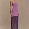 Koah Fringe Bandage Knit Maxi Klänning – Lila Koah Fringe Bandage Knit Maxi Klänning – Lila