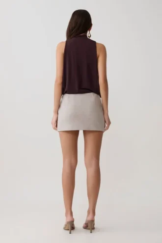 Laurelle ärmlös draperad bodysuit i modal – choklad