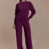 Lauren stickade byxor – Plommon Lauren stickade byxor – Plommon