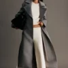 Levi lång trenchcoat i ull – gråmelerad Levi lång trenchcoat i ull – gråmelerad
