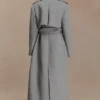 Levi lång trenchcoat i ull – gråmelerad Levi lång trenchcoat i ull – gråmelerad